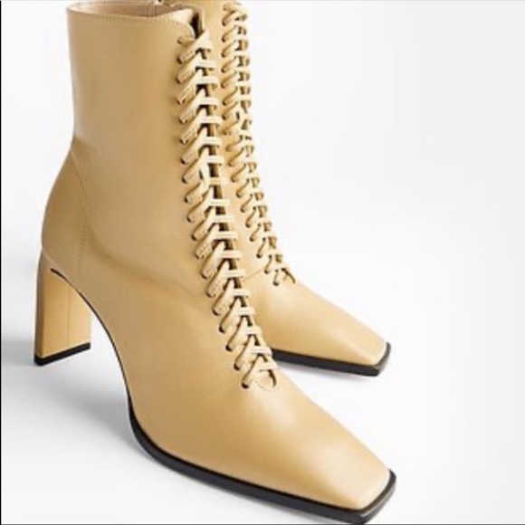 Zara Shoes - COPY - Nwt Zara lace up beige leather boots